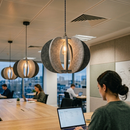 Modern acoustic lights in an office.