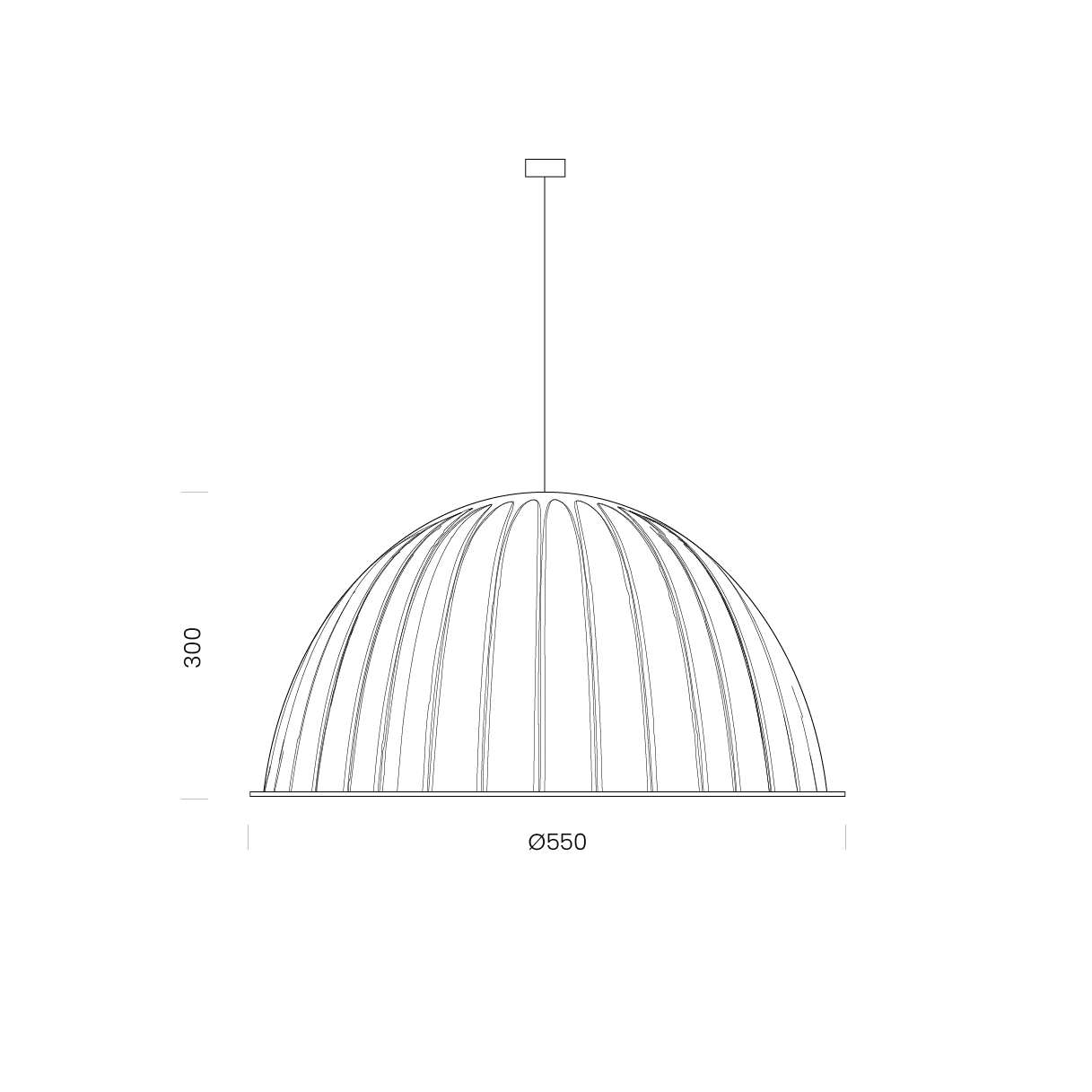 Measured drawing for the Silent acoustic pendant shade.